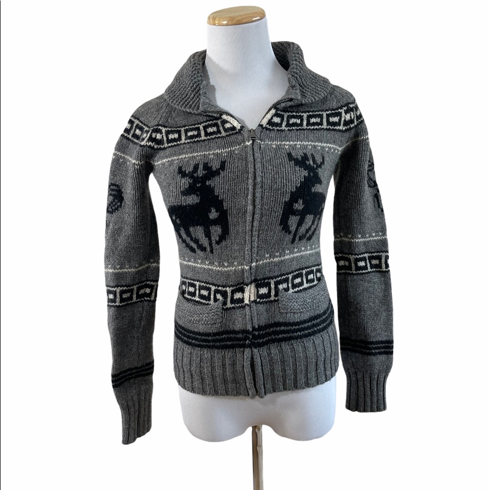 TNAn Lambwoold Grey Zip Up Sweater